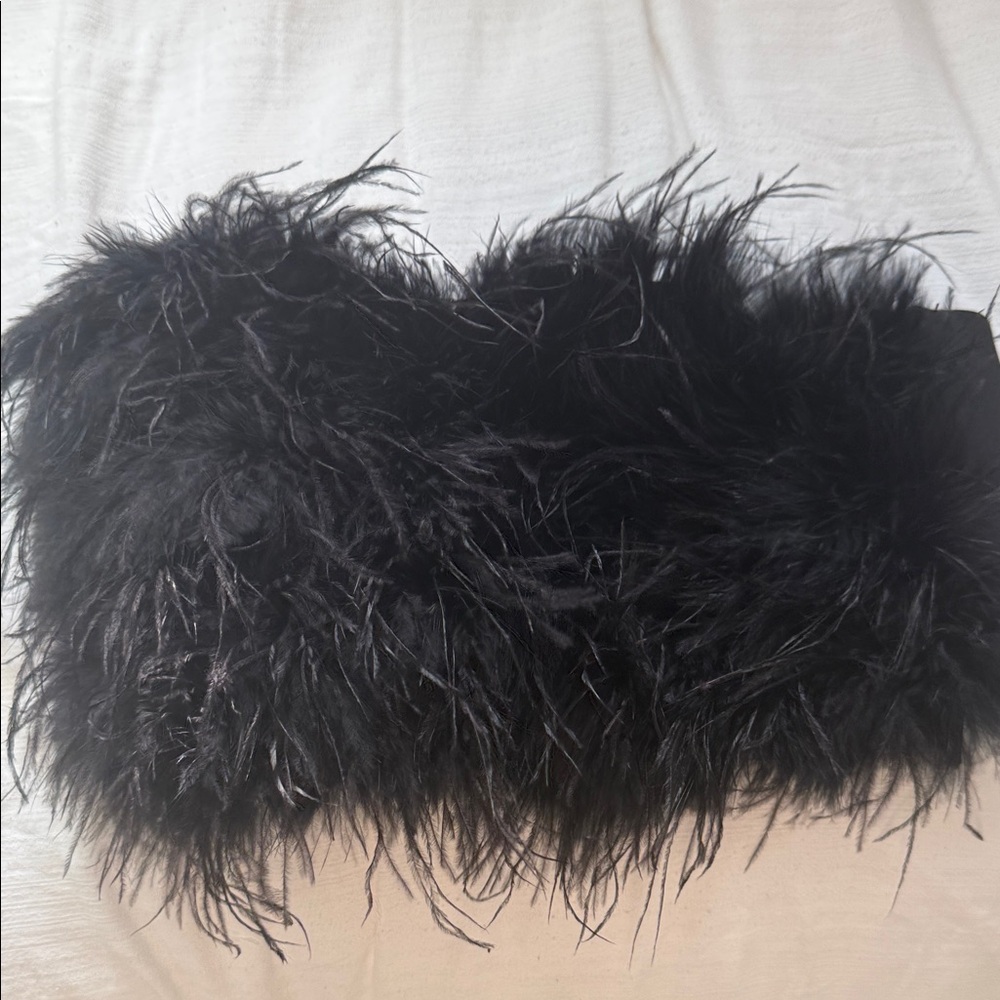 12th Tribe Black Feathered tube top